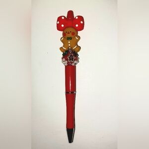 Custom Made GINGER BREAD CHRISTMAS Girl Beaded Pen w/Free Ink Refill